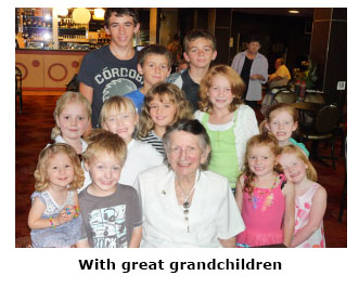 With great grandchildren on 90th birthday